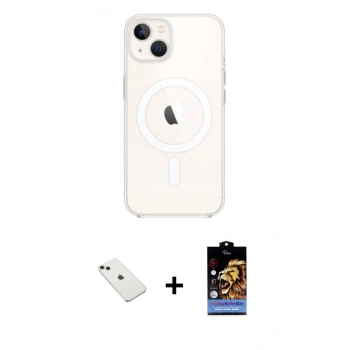 MARSİLYAN™- iPhone 14 Kılıf Kutup Klasik Serisi - Siyah Buffer Hayalet Cam Ekran Koruyucu + Diamond Kamera Lens - YL