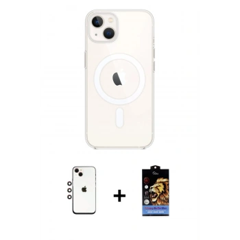 MARSİLYAN™- iPhone 14 Kılıf Kutup Klasik Serisi - Siyah Buffer Hayalet Cam Ekran Koruyucu + Shine Kamera Lens - GI