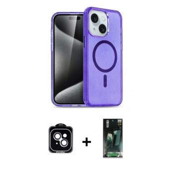 MARSİLYAN™- iPhone 14 Kılıf Nova Asil Prime - Şeffaf 360 Full Body Arka Koruyucu + PVD Metal Kamera Lens - MI