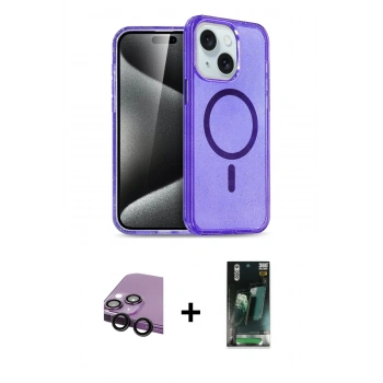 MARSİLYAN™- iPhone 14 Kılıf Nova Asil Prime - Şeffaf 360 Full Body Arka Koruyucu + Raze Metal Kamera Lens - SH