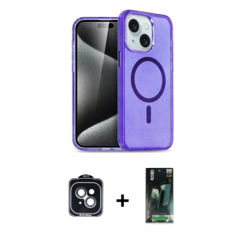 MARSİLYAN™- iPhone 14 Kılıf Nova Asil Prime - Şeffaf 360 Full Body Arka Koruyucu + PVD Metal Kamera Lens - SH