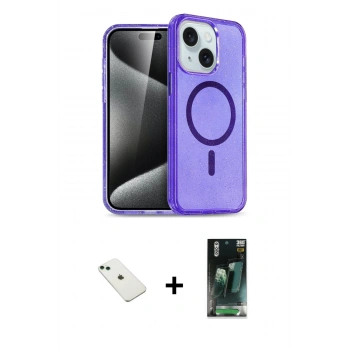 MARSİLYAN™- iPhone 14 Kılıf Nova Asil Prime - Şeffaf 360 Full Body Arka Koruyucu + Diamond Kamera Lens - YL