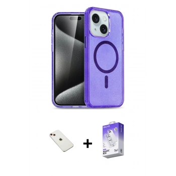 MARSİLYAN™- iPhone 14 Kılıf Nova Asil Prime - Siyah Bilvis 5in1 3D Magic Cam Ekran Koruyucu + Diamond Kamera Lens - KI