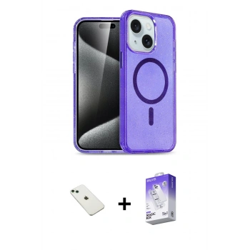 MARSİLYAN™- iPhone 14 Kılıf Nova Asil Prime - Siyah Bilvis 5in1 3D Magic Cam Ekran Koruyucu + Diamond Kamera Lens - YL