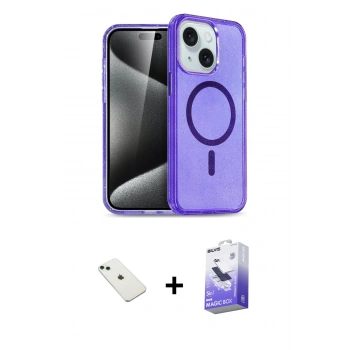 MARSİLYAN™- iPhone 14 Kılıf Nova Asil Prime - Siyah Bilvis 5in1 5D Magic Hayalet Cam Ekran Koruyucu + Diamond Kamera Lens - YL