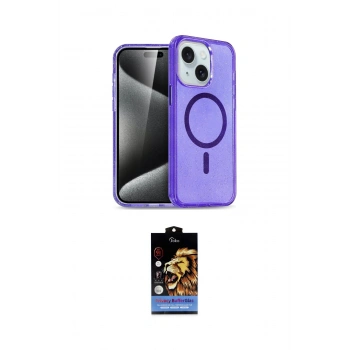 MARSİLYAN™- iPhone 14 Kılıf Nova Asil Prime - Siyah Buffer Hayalet Cam Ekran Koruyucu