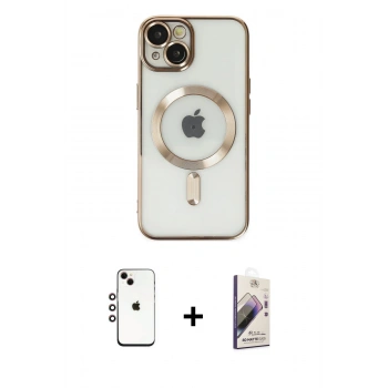 MARSİLYAN™- iPhone 14 Kılıf Nova Işık Özel Seri - Siyah Bilvis 3D Mat Cam Ekran Koruyucu + Shine Kamera Lens - GI