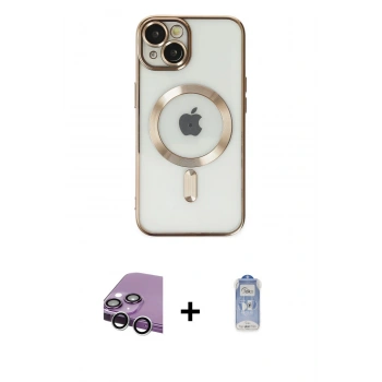 MARSİLYAN™- iPhone 14 Kılıf Nova Işık Özel Seri - Siyah Joko Magic 5D Cam + Raze Metal Kamera Lens - GS
