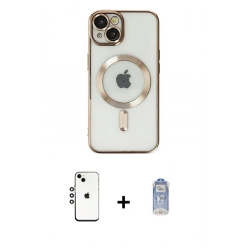 MARSİLYAN™- iPhone 14 Kılıf Nova Işık Özel Seri - Siyah Joko Magic 5D Cam + Shine Kamera Lens - GS