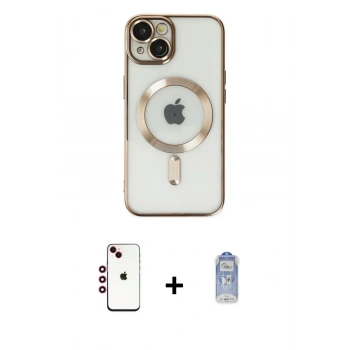 MARSİLYAN™- iPhone 14 Kılıf Nova Işık Özel Seri - Siyah Joko Magic 5D Cam + Shine Kamera Lens - KI