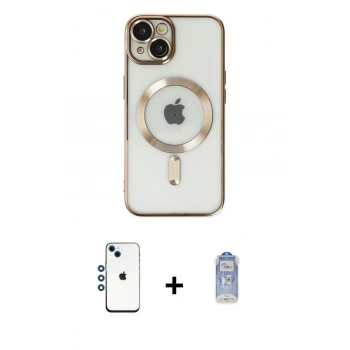 MARSİLYAN™- iPhone 14 Kılıf Nova Işık Özel Seri - Siyah Joko Magic 5D Cam + Shine Kamera Lens - MI