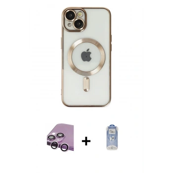 MARSİLYAN™- iPhone 14 Kılıf Nova Işık Özel Seri - Siyah Joko Magic 5D Cam + Raze Metal Kamera Lens - MR