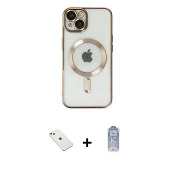 MARSİLYAN™- iPhone 14 Kılıf Nova Işık Özel Seri - Siyah Joko Magic 5D Cam + Diamond Kamera Lens - PE