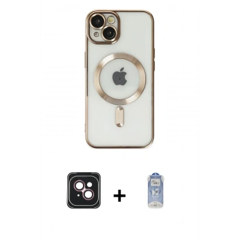 MARSİLYAN™- iPhone 14 Kılıf Nova Işık Özel Seri - Siyah Joko Magic 5D Cam + PVD Metal Kamera Lens - PE