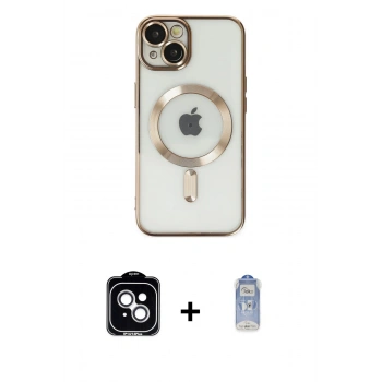 MARSİLYAN™- iPhone 14 Kılıf Nova Işık Özel Seri - Siyah Joko Magic 5D Cam + PVD Metal Kamera Lens - GS