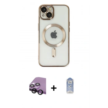 MARSİLYAN™- iPhone 14 Kılıf Nova Işık Özel Seri - Siyah Joko Magic 5D Cam + Raze Metal Kamera Lens - SH
