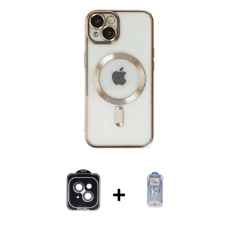 MARSİLYAN™- iPhone 14 Kılıf Nova Işık Özel Seri - Siyah Joko Magic 5D Cam + PVD Metal Kamera Lens - SH