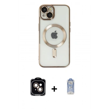 MARSİLYAN™- iPhone 14 Kılıf Nova Işık Özel Seri - Siyah Joko Magic 5D Cam + PVD Metal Kamera Lens - TU