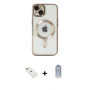 MARSİLYAN™- iPhone 14 Kılıf Nova Işık Özel Seri - Siyah Joko Magic 5D Cam + Diamond Kamera Lens - YL