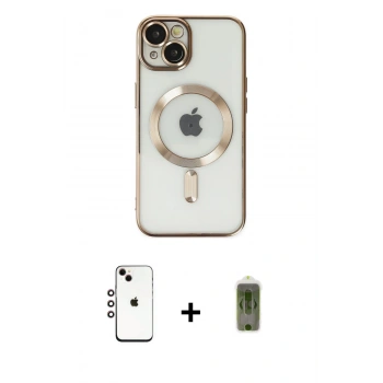 MARSİLYAN™- iPhone 14 Kılıf Nova Işık Özel Seri - Siyah Joko Magic 5D Hayalet Cam + Shine Kamera Lens - GI