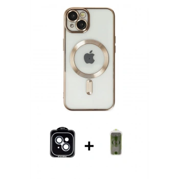 MARSİLYAN™- iPhone 14 Kılıf Nova Işık Özel Seri - Siyah Joko Magic 5D Hayalet Cam + PVD Metal Kamera Lens - MI