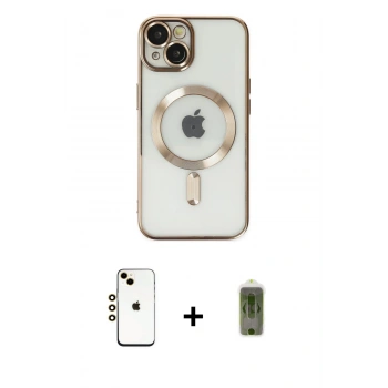 MARSİLYAN™- iPhone 14 Kılıf Nova Işık Özel Seri - Siyah Joko Magic 5D Hayalet Cam + Shine Kamera Lens - GD