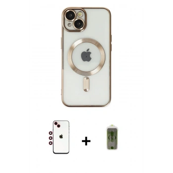 MARSİLYAN™- iPhone 14 Kılıf Nova Işık Özel Seri - Siyah Joko Magic 5D Hayalet Cam + Shine Kamera Lens - KI