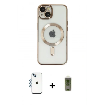 MARSİLYAN™- iPhone 14 Kılıf Nova Işık Özel Seri - Siyah Joko Magic 5D Hayalet Cam + Shine Kamera Lens - MI