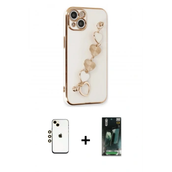 MARSİLYAN™- iPhone 14 Kılıf Nova Işık Prime - Şeffaf 360 Full Body Arka Koruyucu + Shine Kamera Lens - GD