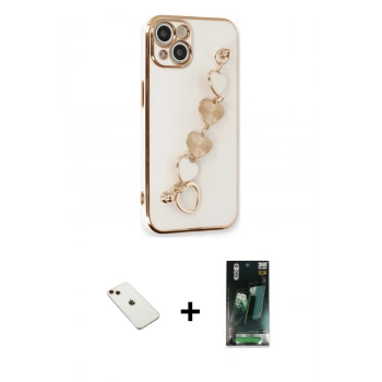 MARSİLYAN™- iPhone 14 Kılıf Nova Işık Prime - Şeffaf 360 Full Body Arka Koruyucu + Diamond Kamera Lens - KI
