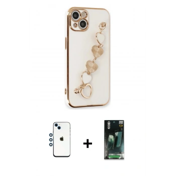 MARSİLYAN™- iPhone 14 Kılıf Nova Işık Prime - Şeffaf 360 Full Body Arka Koruyucu + Shine Kamera Lens - MI