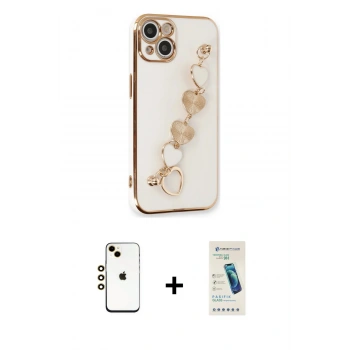 MARSİLYAN™- iPhone 14 Kılıf Nova Işık Prime - Şeffaf Pasifik Cam Ekran Koruyucu + Shine Kamera Lens - GD