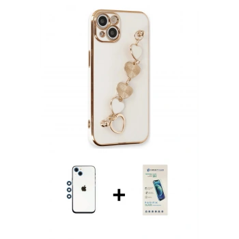 MARSİLYAN™- iPhone 14 Kılıf Nova Işık Prime - Şeffaf Pasifik Cam Ekran Koruyucu + Shine Kamera Lens - MI