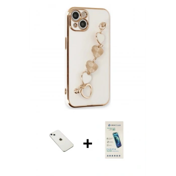 MARSİLYAN™- iPhone 14 Kılıf Nova Işık Prime - Şeffaf Pasifik Cam Ekran Koruyucu + Diamond Kamera Lens - SABE