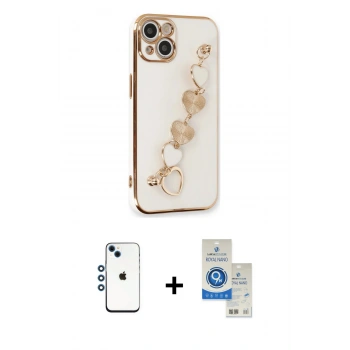 MARSİLYAN™- iPhone 14 Kılıf Nova Işık Prime - Şeffaf Royal Nano Ekran Koruyucu + Shine Kamera Lens - MI