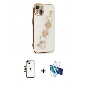 MARSİLYAN™- iPhone 14 Kılıf Nova Işık Prime - Siyah 3D Antistatik Cam Ekran Koruyucu + Shine Kamera Lens - GD