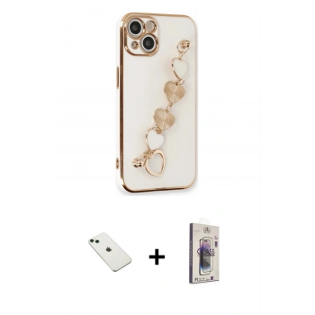 MARSİLYAN™- iPhone 14 Kılıf Nova Işık Prime - Siyah Bilvis 3D Cam Ekran Koruyucu + Diamond Kamera Lens - YL