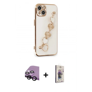 MARSİLYAN™- iPhone 14 Kılıf Nova Işık Prime - Siyah Bilvis 3D Cam Ekran Koruyucu + Raze Metal Kamera Lens - SH