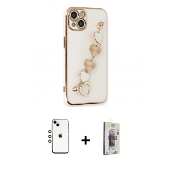MARSİLYAN™- iPhone 14 Kılıf Nova Işık Prime - Siyah Bilvis 3D Cam Ekran Koruyucu + Shine Kamera Lens - GI