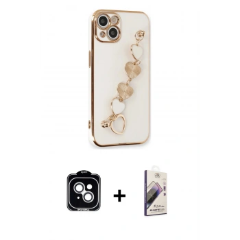 MARSİLYAN™- iPhone 14 Kılıf Nova Işık Prime - Siyah Bilvis 3D Mat Cam Ekran Koruyucu + PVD Metal Kamera Lens - GS
