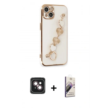 MARSİLYAN™- iPhone 14 Kılıf Nova Işık Prime - Siyah Bilvis 3D Mat Cam Ekran Koruyucu + PVD Metal Kamera Lens - PE