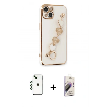 MARSİLYAN™- iPhone 14 Kılıf Nova Işık Prime - Siyah Bilvis 3D Mat Cam Ekran Koruyucu + Shine Kamera Lens - YL