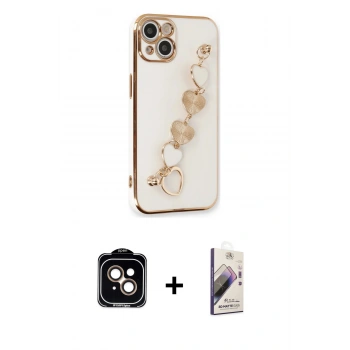 MARSİLYAN™- iPhone 14 Kılıf Nova Işık Prime - Siyah Bilvis 3D Mat Cam Ekran Koruyucu + PVD Metal Kamera Lens - TU