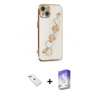 MARSİLYAN™- iPhone 14 Kılıf Nova Işık Prime - Siyah Bilvis 5in1 3D Magic Cam Ekran Koruyucu + Diamond Kamera Lens - KI
