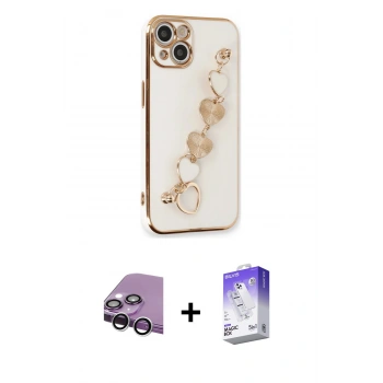 MARSİLYAN™- iPhone 14 Kılıf Nova Işık Prime - Siyah Bilvis 5in1 3D Magic Cam Ekran Koruyucu + Raze Metal Kamera Lens - GS