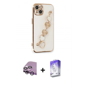 MARSİLYAN™- iPhone 14 Kılıf Nova Işık Prime - Siyah Bilvis 5in1 3D Magic Cam Ekran Koruyucu + Raze Metal Kamera Lens - MR