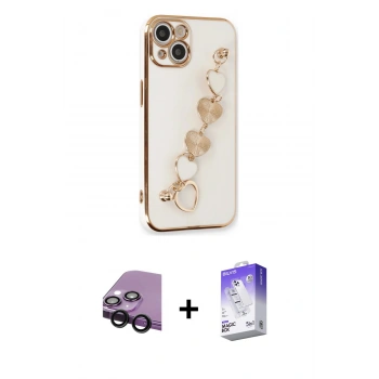 MARSİLYAN™- iPhone 14 Kılıf Nova Işık Prime - Siyah Bilvis 5in1 3D Magic Cam Ekran Koruyucu + Raze Metal Kamera Lens - SH