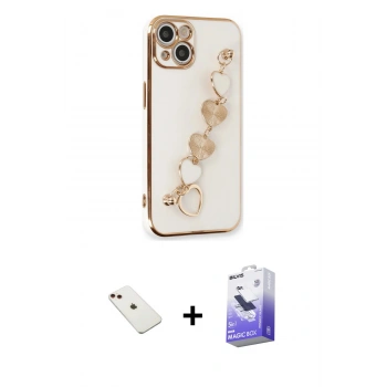 MARSİLYAN™- iPhone 14 Kılıf Nova Işık Prime - Siyah Bilvis 5in1 5D Magic Hayalet Cam Ekran Koruyucu + Diamond Kamera Lens - KI
