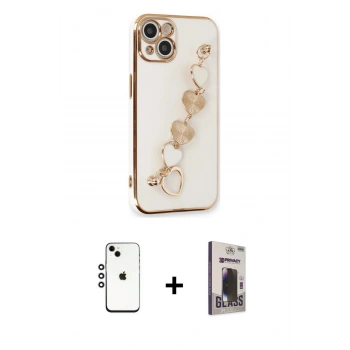 MARSİLYAN™- iPhone 14 Kılıf Nova Işık Prime - Siyah Bilvis Hayalet Cam Ekran Koruyucu + Shine Kamera Lens - GS