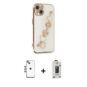 MARSİLYAN™- iPhone 14 Kılıf Nova Işık Prime - Siyah Bilvis Hayalet Cam Ekran Koruyucu + Shine Kamera Lens - MI